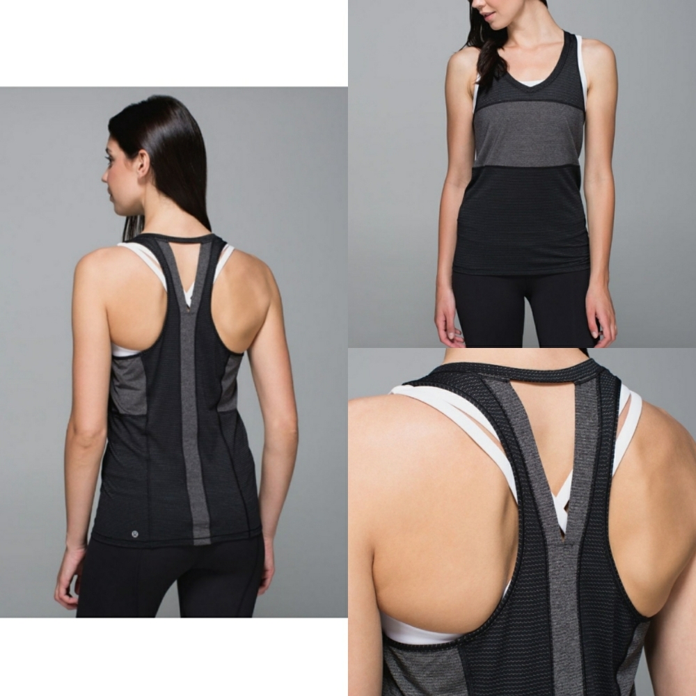 lululemon athletica Black and Gray Layered Racerback Tank Top